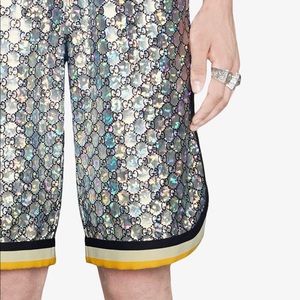 NWT Gucci Size M GG Laminated Sparkle Iridescent Shorts Ret $1280.00